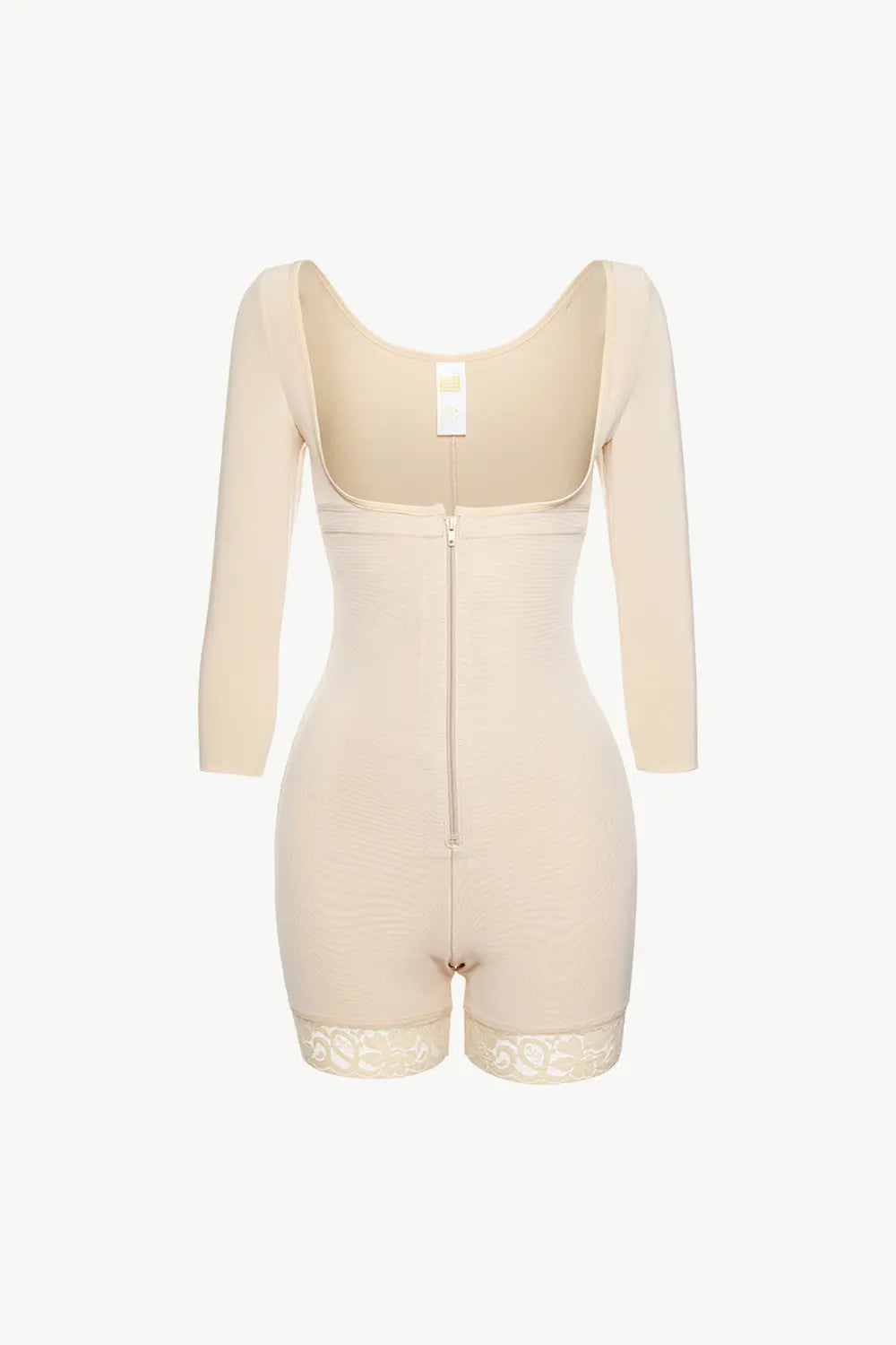 Full Size Zip Up Lace Detail Long Sleeve Shapewear