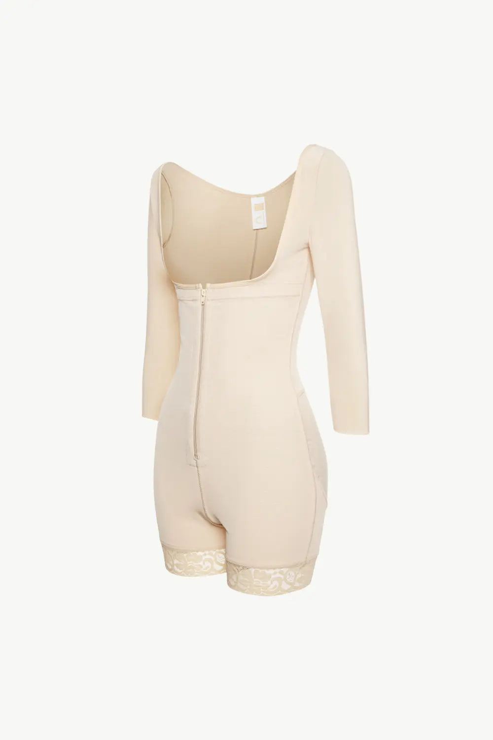 Full Size Zip Up Lace Detail Long Sleeve Shapewear