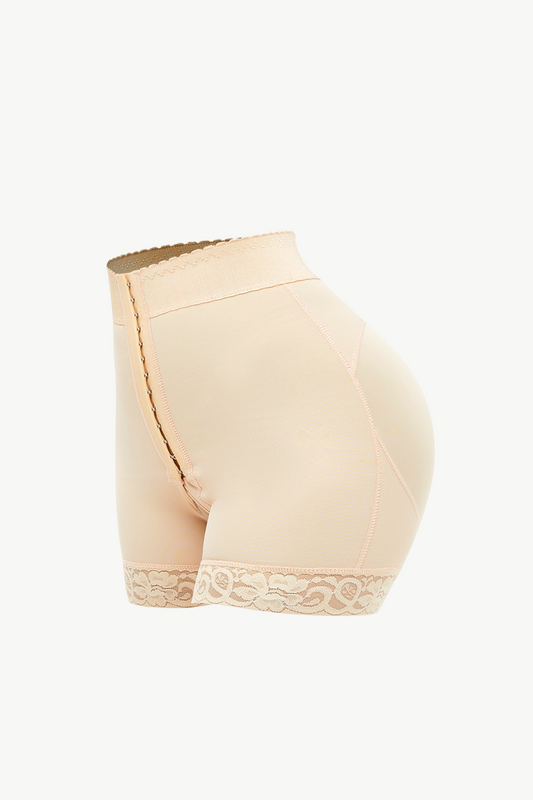 Full Size Lace Detail Hook-and-Eye Shaping Shorts